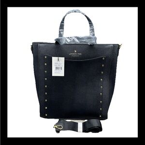 London Fog 100 Anniversary Collection Handbag Sophia Studded Tote Black shoulder